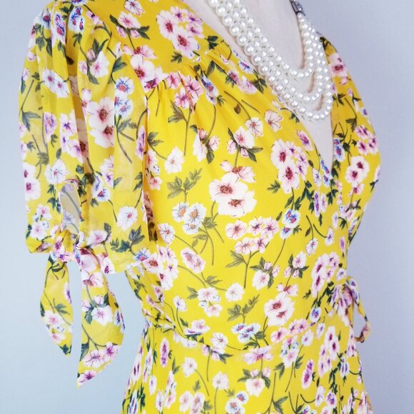 Pretty Summer Yellow High Low True Wrap Dress by Miami + Francesca's NEW w/Tags - Picture 7 of 13